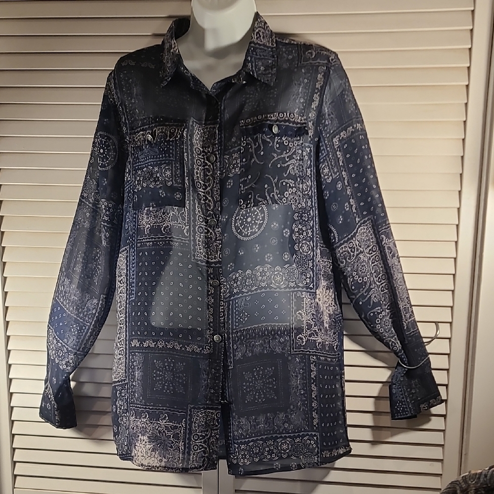 Tasha Polizzi Blue Button Down Shirt